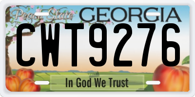 GA license plate CWT9276
