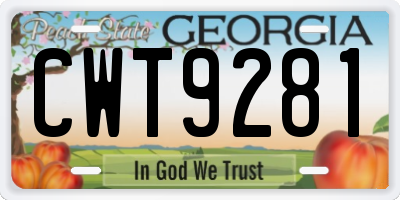 GA license plate CWT9281