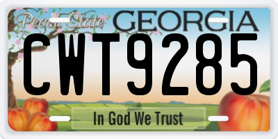 GA license plate CWT9285