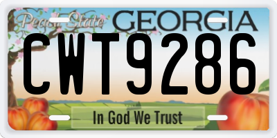 GA license plate CWT9286