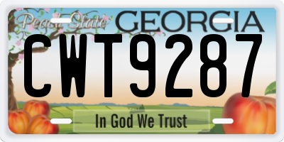 GA license plate CWT9287