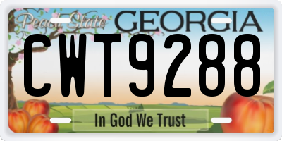 GA license plate CWT9288