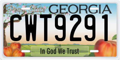 GA license plate CWT9291