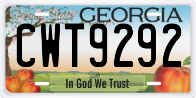 GA license plate CWT9292