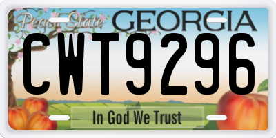 GA license plate CWT9296