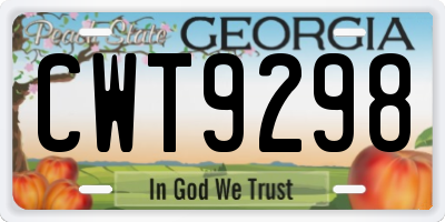 GA license plate CWT9298