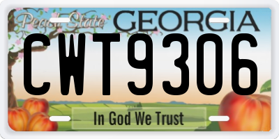 GA license plate CWT9306