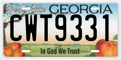 GA license plate CWT9331