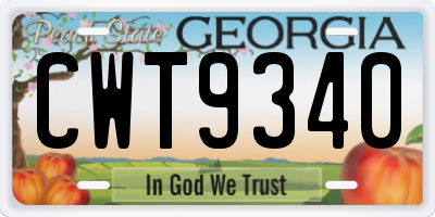 GA license plate CWT9340