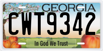 GA license plate CWT9342