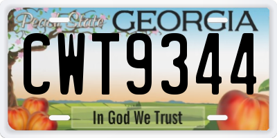 GA license plate CWT9344