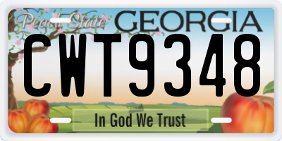 GA license plate CWT9348