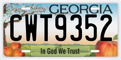 GA license plate CWT9352