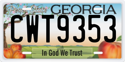 GA license plate CWT9353