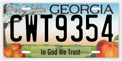 GA license plate CWT9354