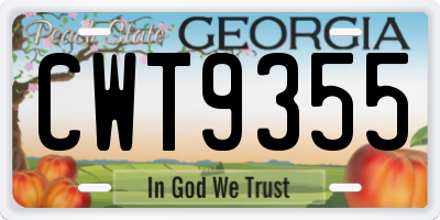 GA license plate CWT9355