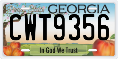 GA license plate CWT9356
