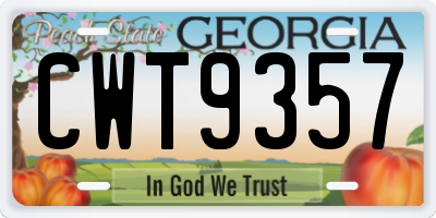 GA license plate CWT9357