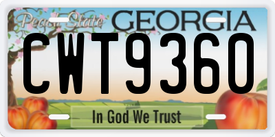 GA license plate CWT9360