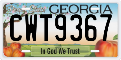 GA license plate CWT9367