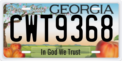 GA license plate CWT9368