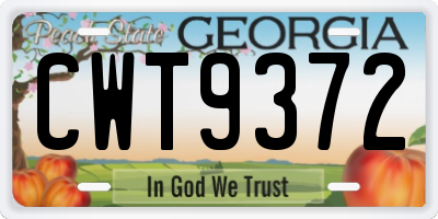 GA license plate CWT9372