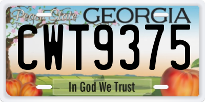 GA license plate CWT9375