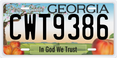 GA license plate CWT9386