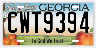 GA license plate CWT9394