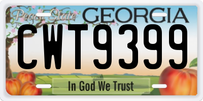 GA license plate CWT9399