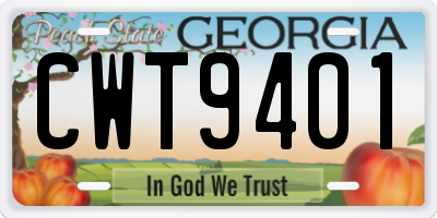 GA license plate CWT9401