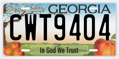 GA license plate CWT9404