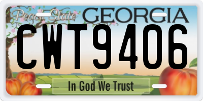 GA license plate CWT9406