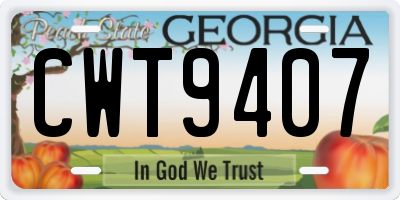 GA license plate CWT9407