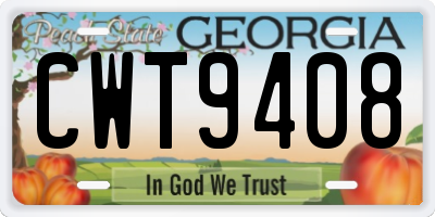 GA license plate CWT9408