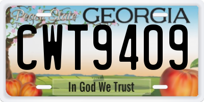 GA license plate CWT9409