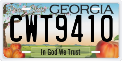 GA license plate CWT9410