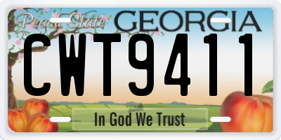 GA license plate CWT9411