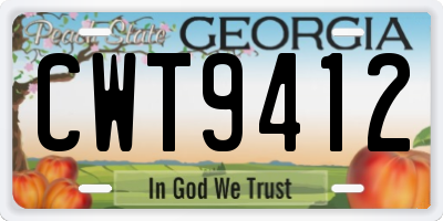 GA license plate CWT9412