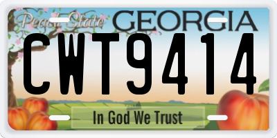 GA license plate CWT9414
