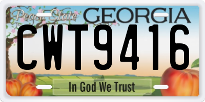 GA license plate CWT9416