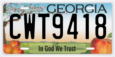 GA license plate CWT9418