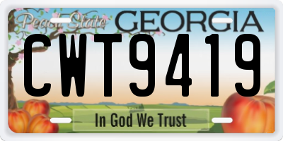 GA license plate CWT9419