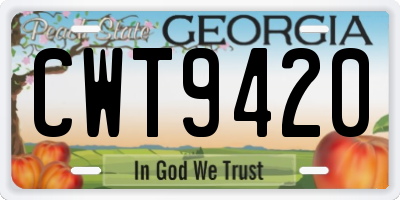 GA license plate CWT9420