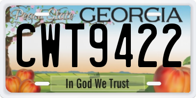 GA license plate CWT9422