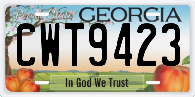 GA license plate CWT9423