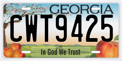 GA license plate CWT9425