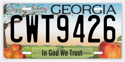GA license plate CWT9426
