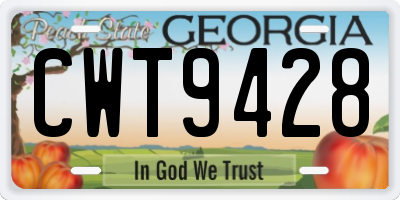 GA license plate CWT9428