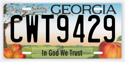 GA license plate CWT9429